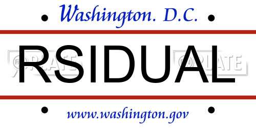 RSIDUAL District Of Columbia License Plate