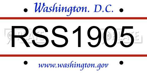 RSS1905 District Of Columbia License Plate