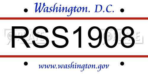 RSS1908 District Of Columbia License Plate