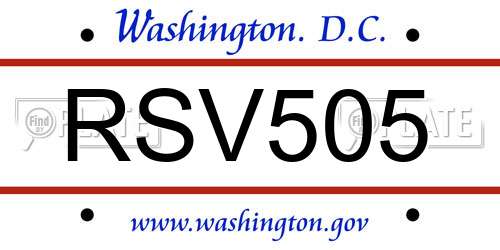 RSV505 District Of Columbia License Plate