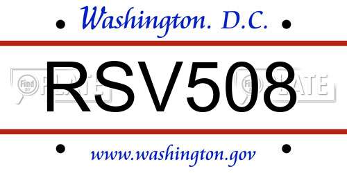 RSV508 District Of Columbia License Plate