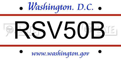 RSV50B District Of Columbia License Plate