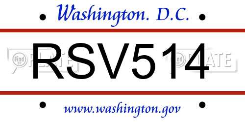 RSV514 District Of Columbia License Plate