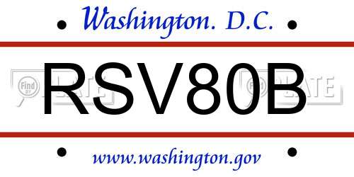 RSV80B District Of Columbia License Plate