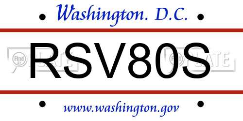 RSV80S District Of Columbia License Plate