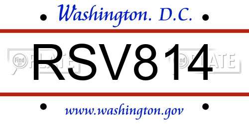 RSV814 District Of Columbia License Plate