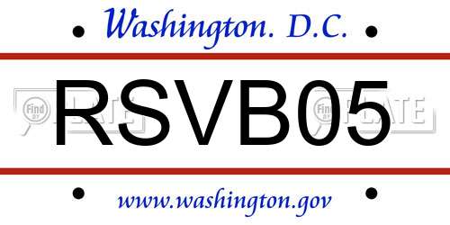 RSVB05 District Of Columbia License Plate