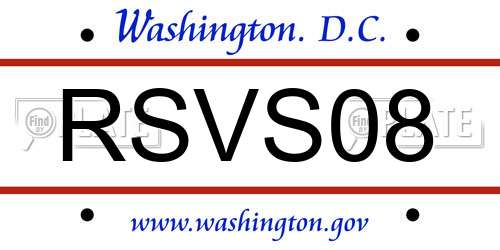 RSVS08 District Of Columbia License Plate