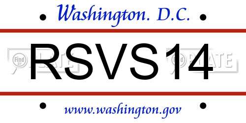 RSVS14 District Of Columbia License Plate