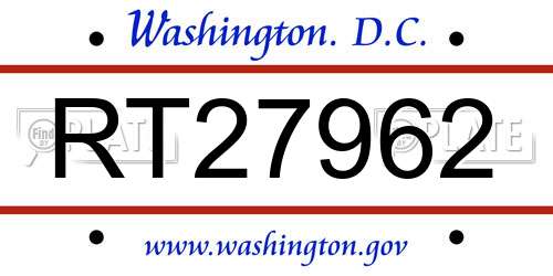 RT27962 District Of Columbia License Plate