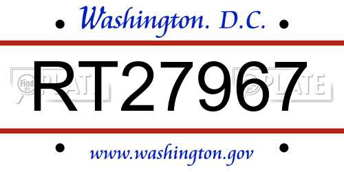 RT27967 District Of Columbia License Plate