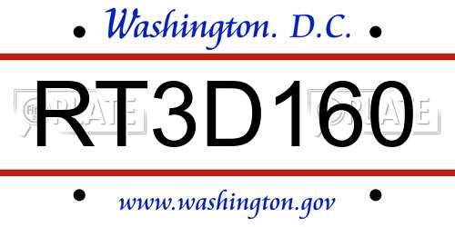 RT3D160 District Of Columbia License Plate