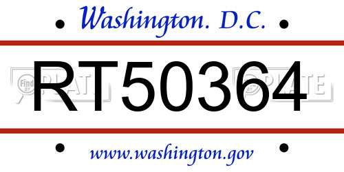 RT50364 District Of Columbia License Plate