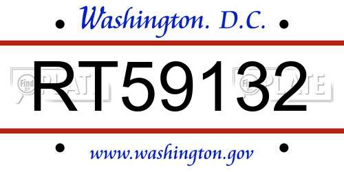 RT59132 District Of Columbia License Plate