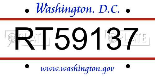 RT59137 District Of Columbia License Plate