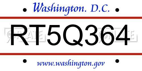 RT5Q364 District Of Columbia License Plate