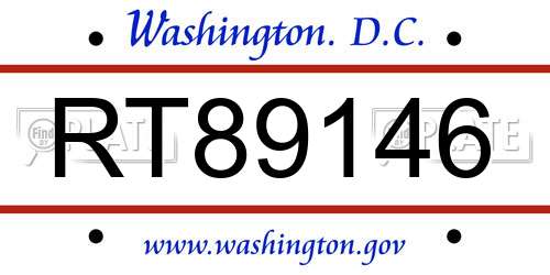 RT89146 District Of Columbia License Plate