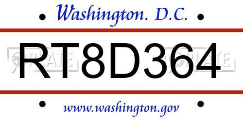 RT8D364 District Of Columbia License Plate
