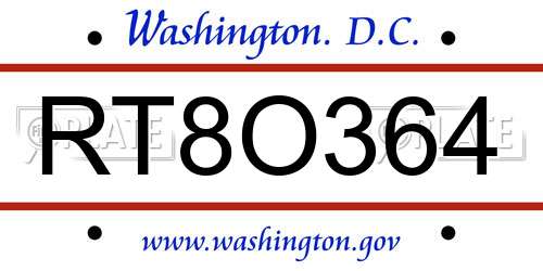 RT8O364 District Of Columbia License Plate
