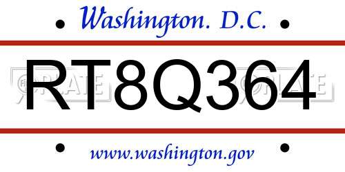 RT8Q364 District Of Columbia License Plate