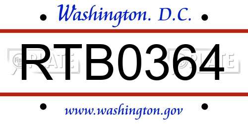 RTB0364 District Of Columbia License Plate