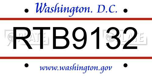 RTB9132 District Of Columbia License Plate