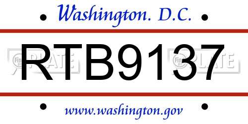 RTB9137 District Of Columbia License Plate