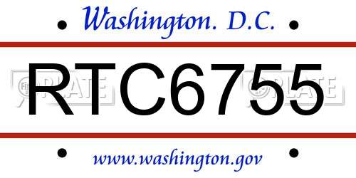 RTC6755 District Of Columbia License Plate