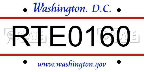 RTE0160 District Of Columbia License Plate