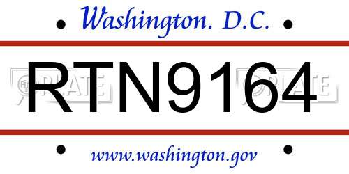 RTN9164 District Of Columbia License Plate