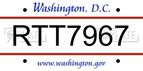 RTT7967 District Of Columbia License Plate