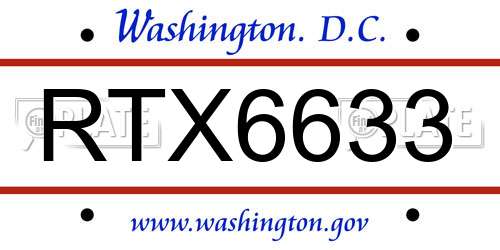 RTX6633 District Of Columbia License Plate