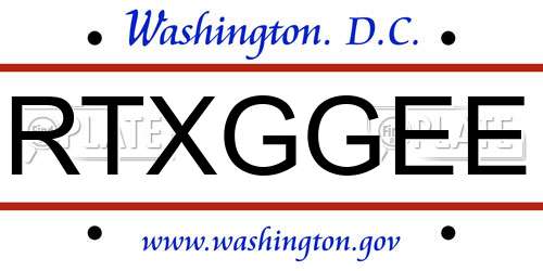 RTXGGEE District Of Columbia License Plate