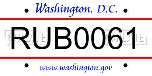 RUB0061 District Of Columbia License Plate