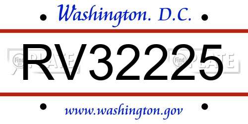 RV32225 District Of Columbia License Plate
