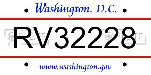 RV32228 District Of Columbia License Plate