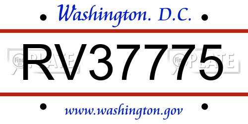 RV37775 District Of Columbia License Plate