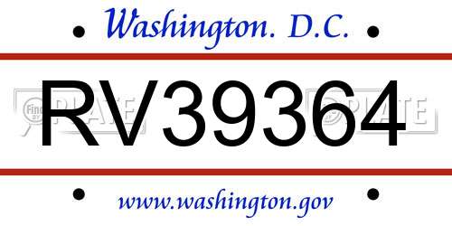 RV39364 District Of Columbia License Plate