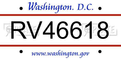 RV46618 District Of Columbia License Plate