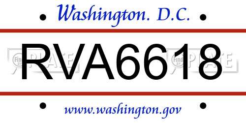 RVA6618 District Of Columbia License Plate