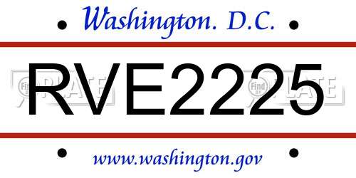 RVE2225 District Of Columbia License Plate
