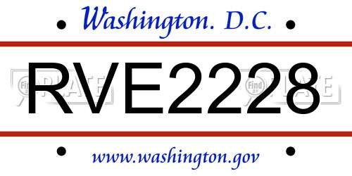 RVE2228 District Of Columbia License Plate