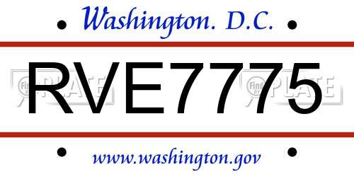 RVE7775 District Of Columbia License Plate