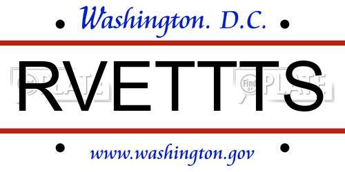 RVETTTS District Of Columbia License Plate