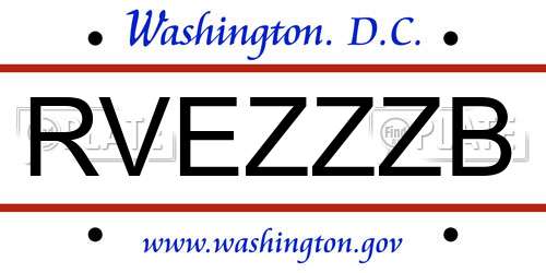 RVEZZZB District Of Columbia License Plate