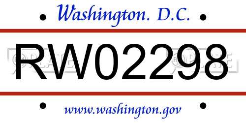 RW02298 District Of Columbia License Plate