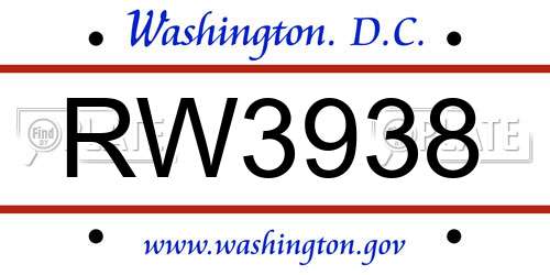 RW3938 District Of Columbia License Plate