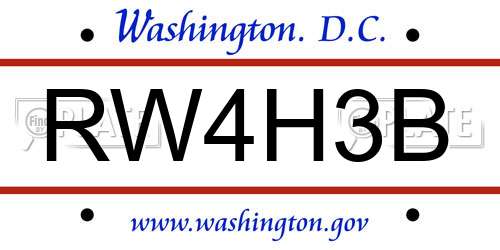 RW4H3B District Of Columbia License Plate