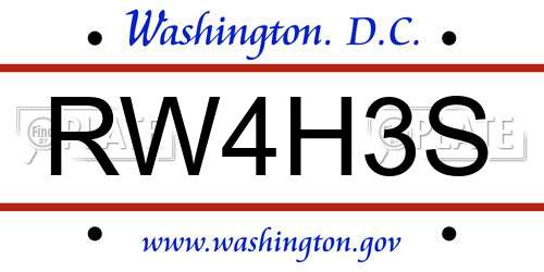 RW4H3S District Of Columbia License Plate