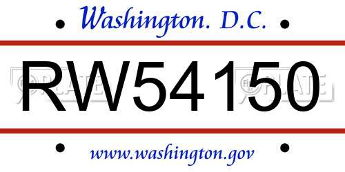 RW54150 District Of Columbia License Plate